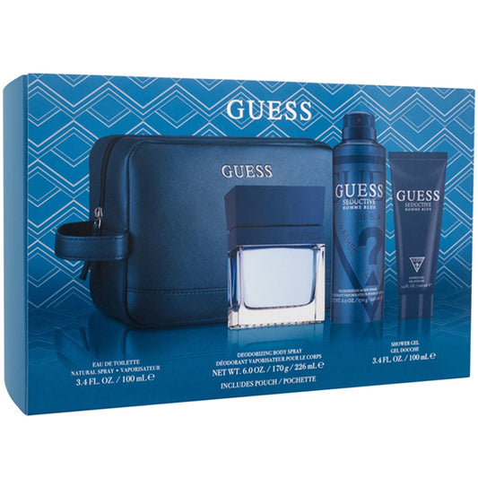 GUESS SEDUCTIVE HOMME BLUE (M) SET EDT 100ML + SG 100ML + BODY SPRAY 226ML + POUCH - GUESS - Fragrance HQ Kenya