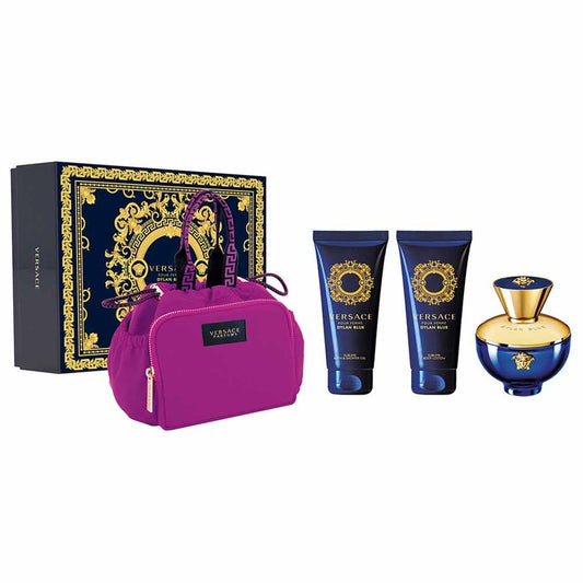 VERSACE POUR FEMME DYLAN BLUE SET (W) EDP 100ML + BL 100ML + BATH & SG 100ML + POUCH